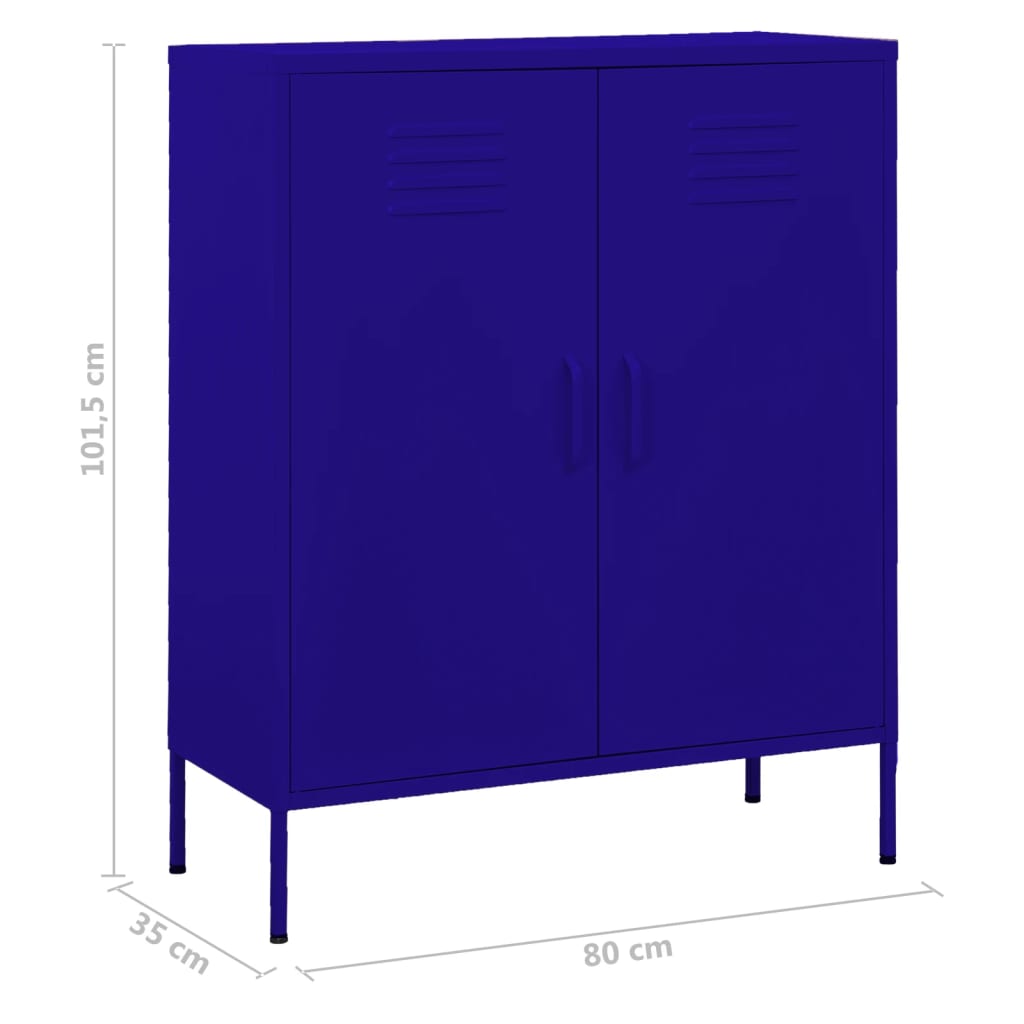 Opbergkast 80x35x101,5 cm staal marineblauw – afbeelding 9