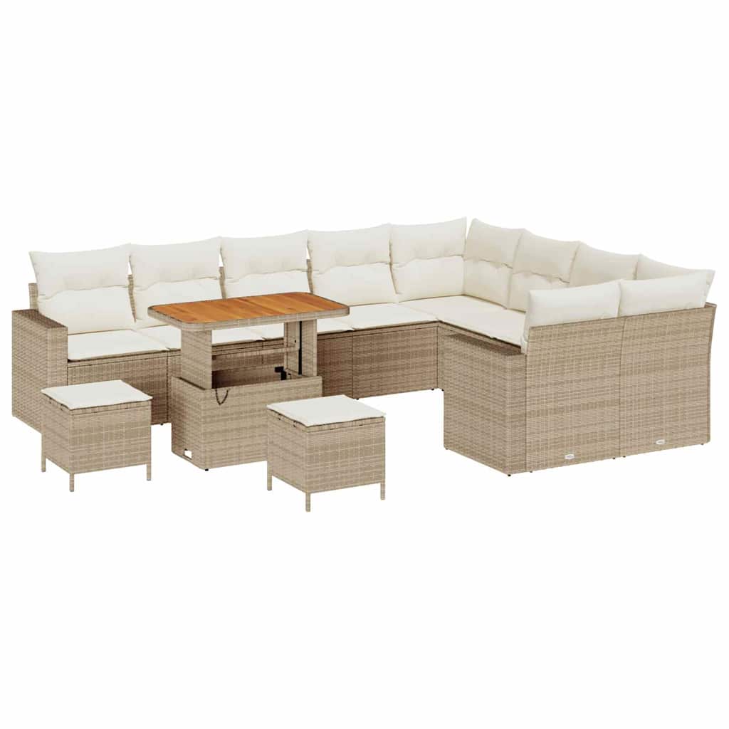 Tuinbankenset 12 pcs Beige poly rattan – afbeelding 2