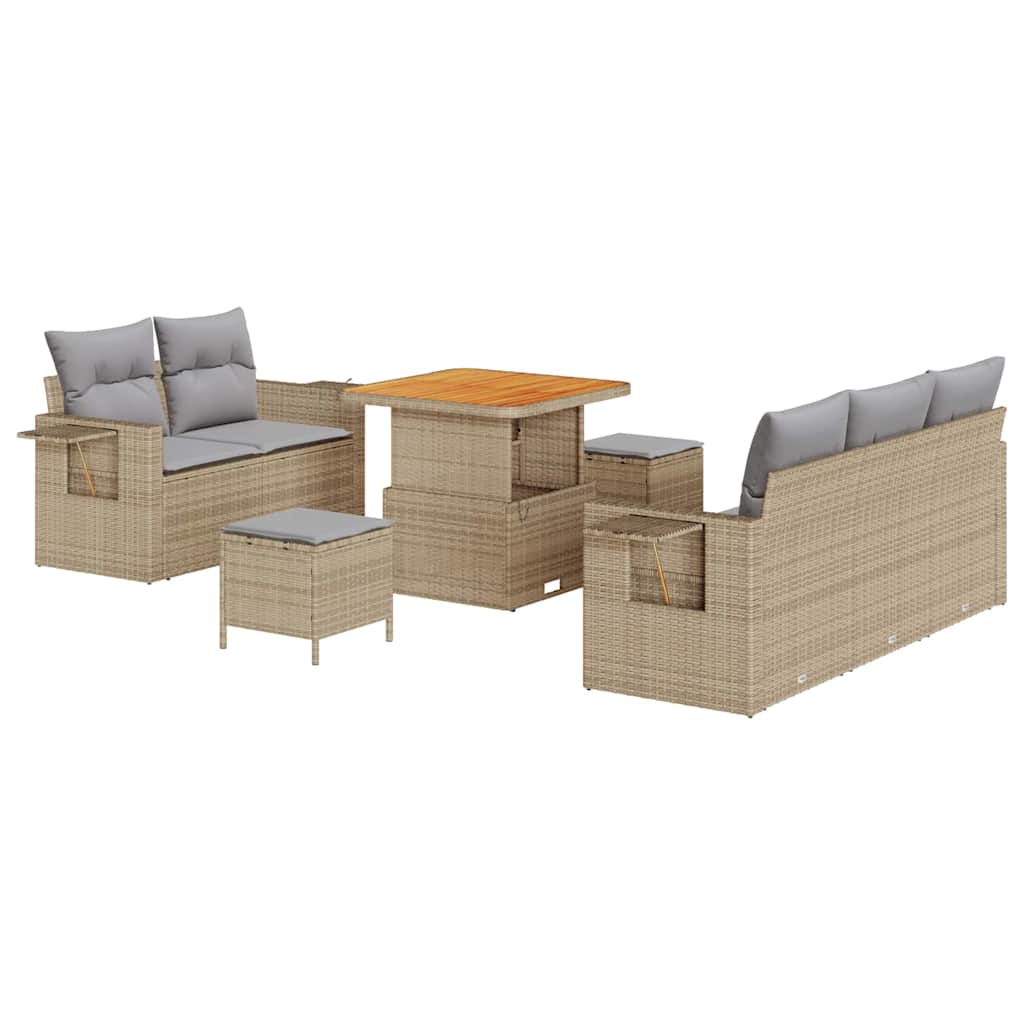 Tuin Sofa Set met kussen 8 pcs Beige poly rattan – afbeelding 2