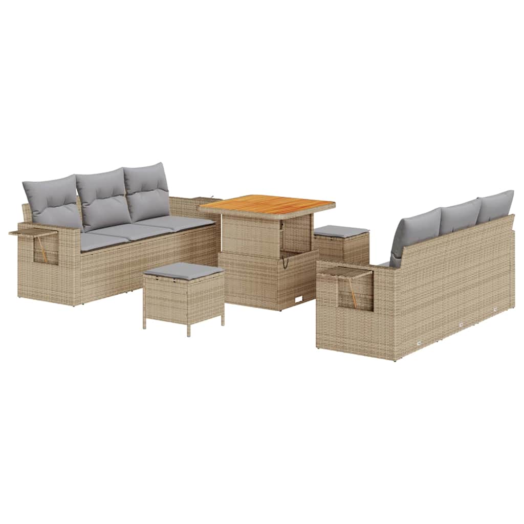 Tuin Sofa Set met kussen 9 pcs Beige poly rattan – afbeelding 2