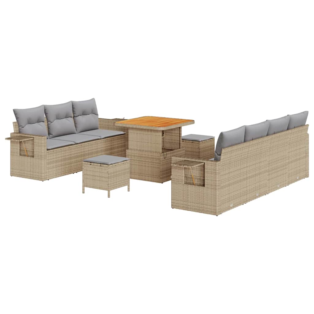 Tuin Sofa Set 10 pcs Beige poly rattan – afbeelding 2