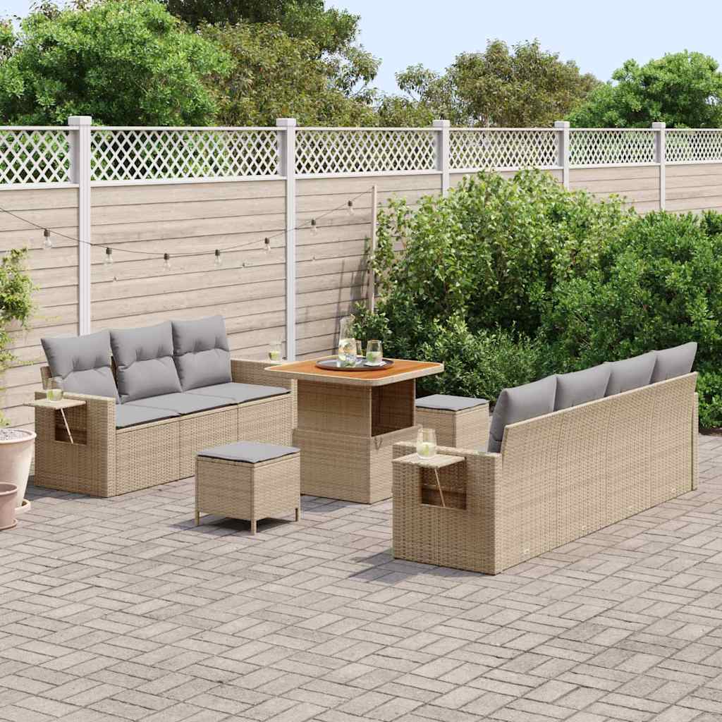 Tuin Sofa Set 10 pcs Beige poly rattan – afbeelding 3