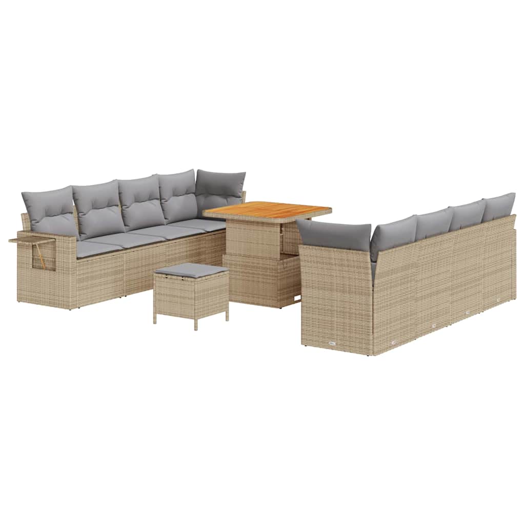 Tuin Sofa Set met kussen 11 pcs Beige Poly riet – afbeelding 2