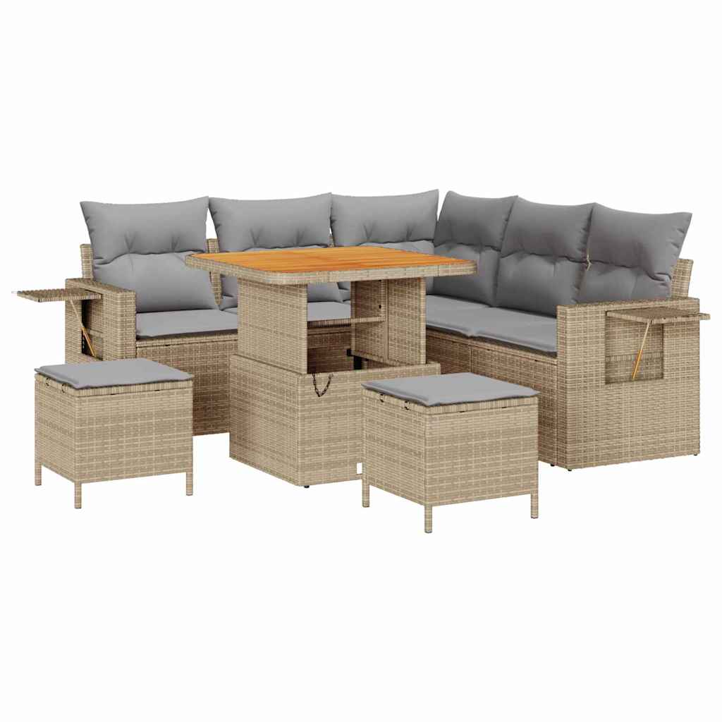Tuin Sofa Set met kussen 8 pcs Beige poly rattan – afbeelding 2