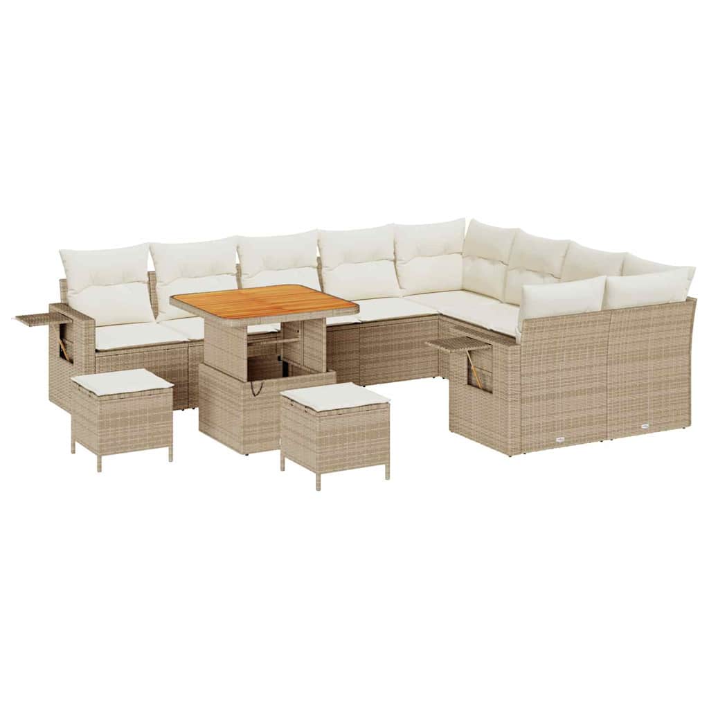 Tuinbankenset 12 pcs Beige poly rattan – afbeelding 2
