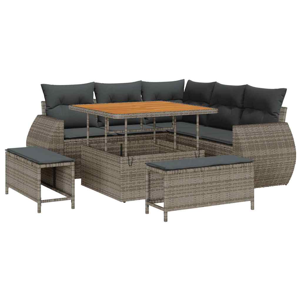 Tuinbankenset 8 pcs Grijs poly rattan – afbeelding 2