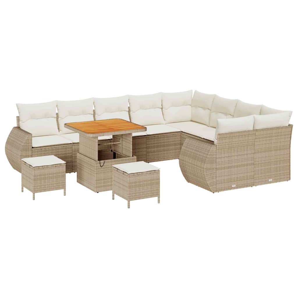 Tuinbankenset 12 pcs Beige poly rattan – afbeelding 2