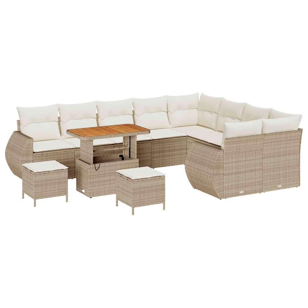 Tuinbankenset 12 pcs Beige poly rattan – afbeelding 2