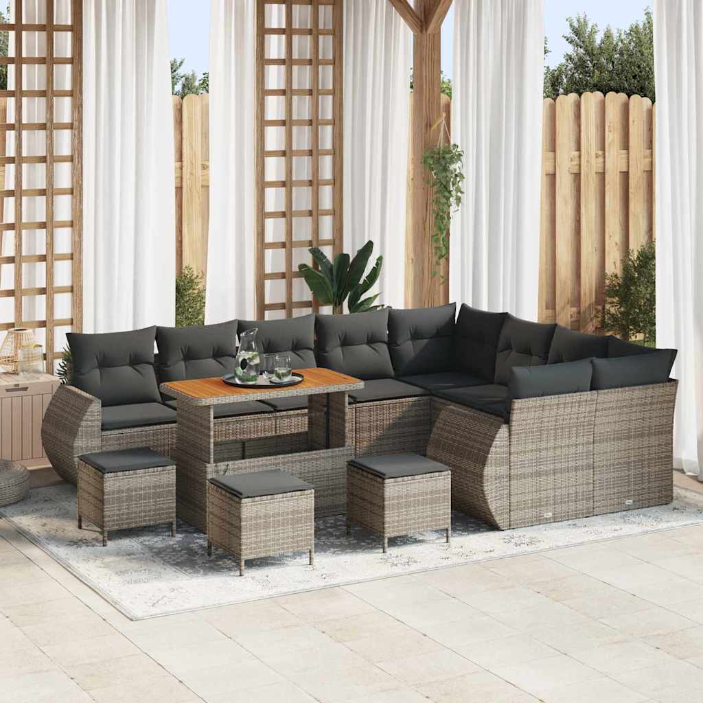 Tuinbankenset 13 pcs Grijs poly rattan – afbeelding 1