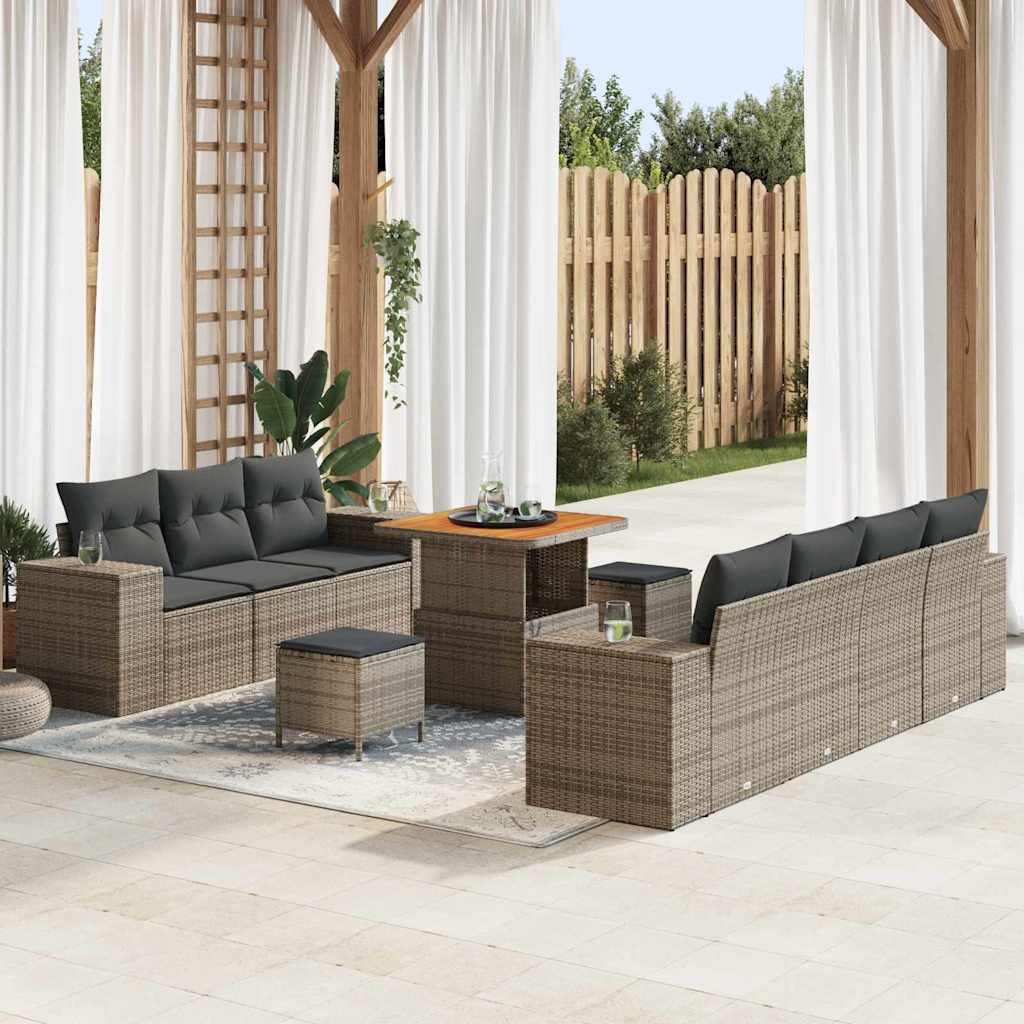 Tuin Sofa Set 10 pcs Grijs poly rattan – afbeelding 1
