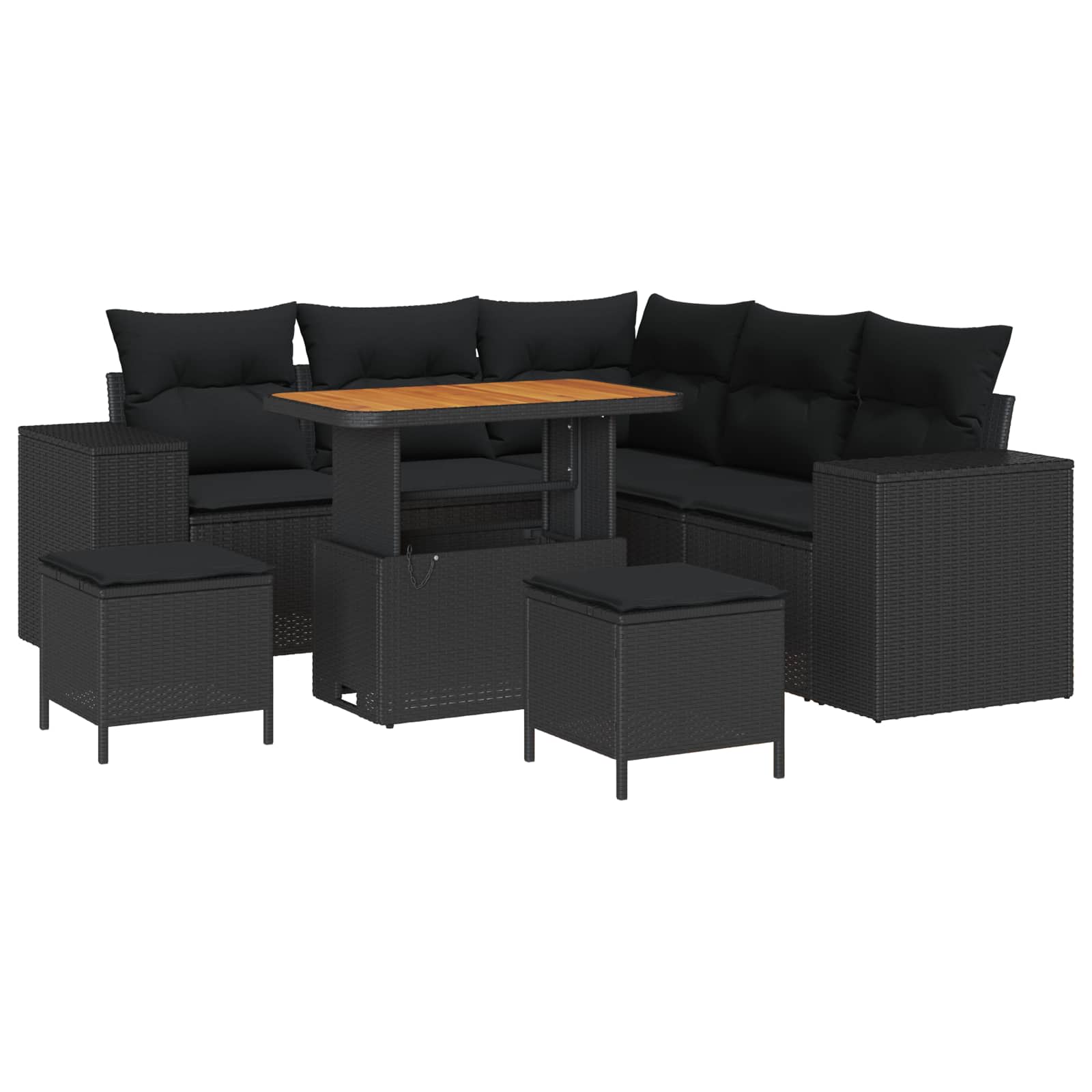 Tuin Sofa Set met kussen 8 pcs Zwart poly rattan – afbeelding 1
