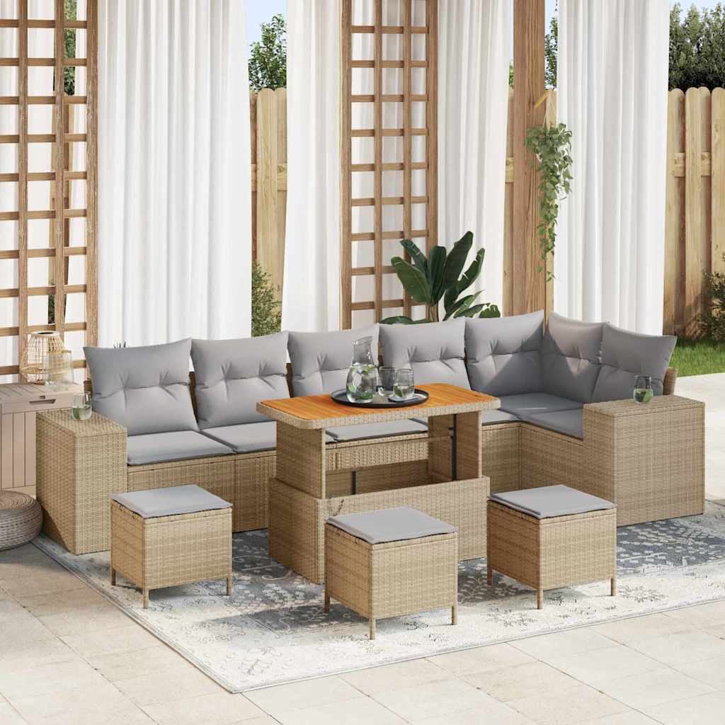Tuin Sofa Set 10 pcs Beige poly rattan