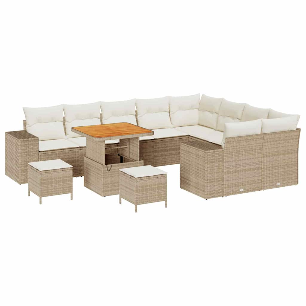 Tuin Sofa Set met kussen 12 pcs Beige poly rattan – afbeelding 2