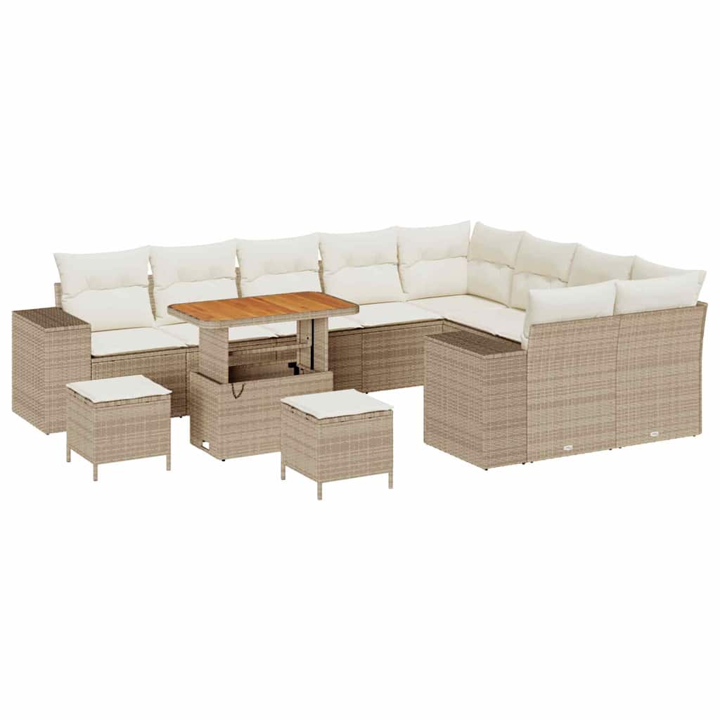 Tuin Sofa Set met kussen 12 pcs Beige poly rattan – afbeelding 2