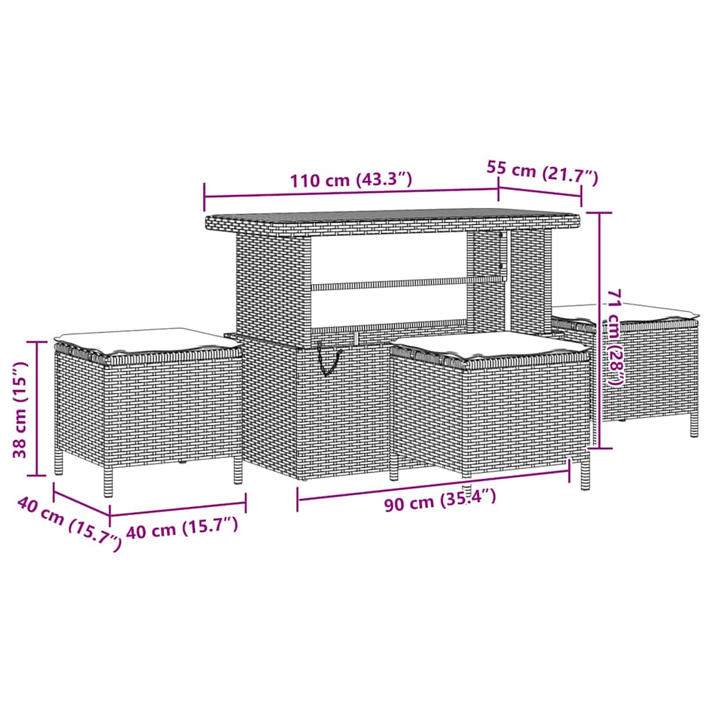Tuin Sofa Set met kussen 13 pcs Beige poly rattan – afbeelding 10