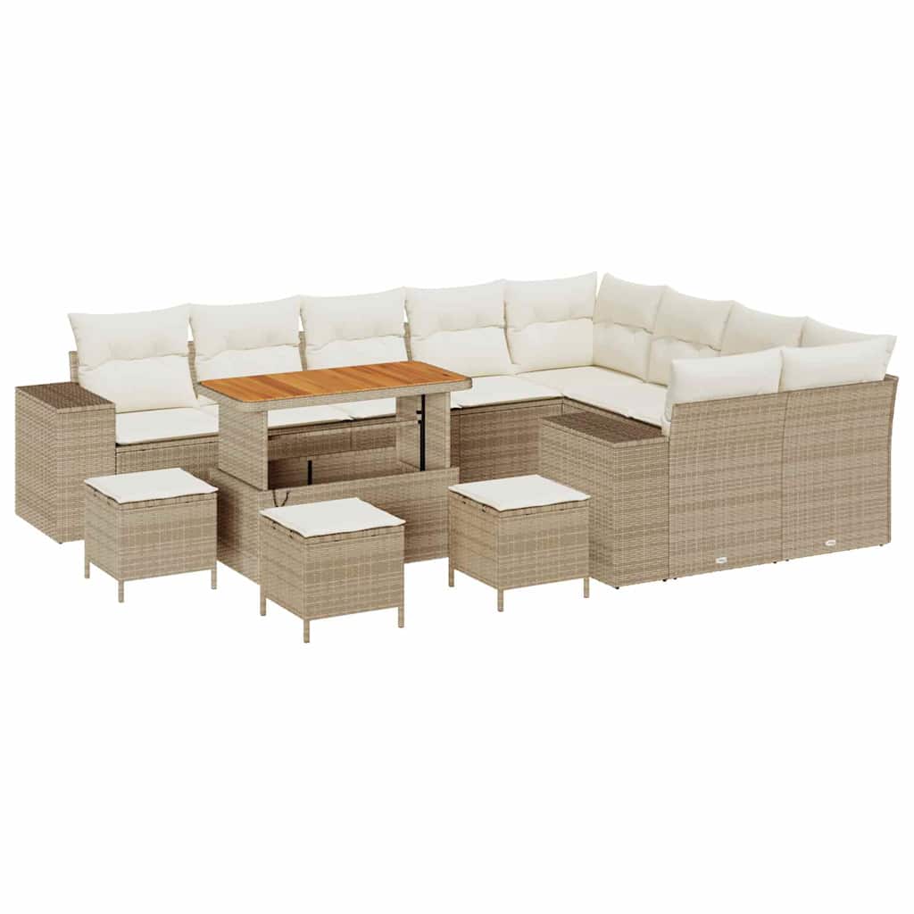 Tuin Sofa Set met kussen 13 pcs Beige poly rattan – afbeelding 2