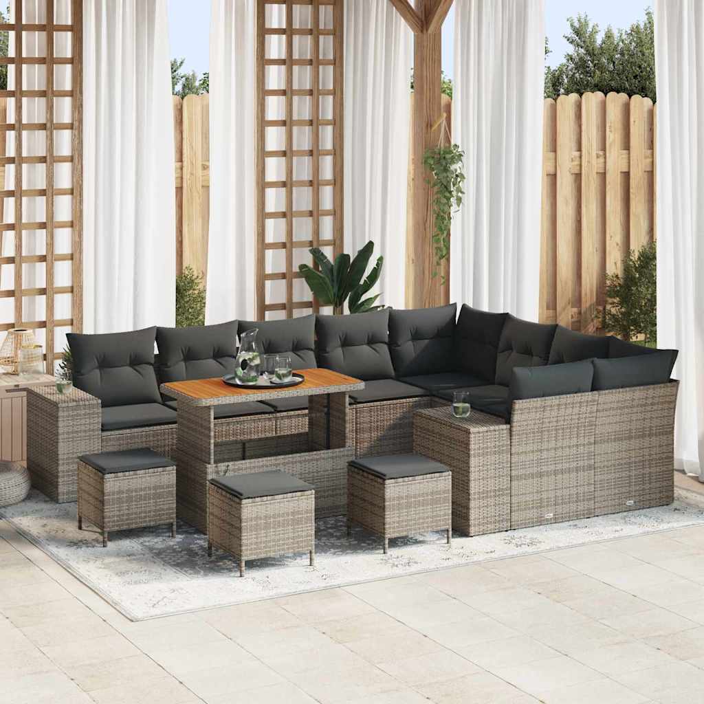 Tuin Sofa Set met kussen 13 pcs Grijs poly rattan – afbeelding 1