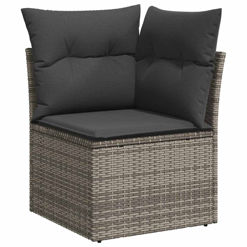 Tuinbankenset met kussen 8 pcs Grijs poly rattan – afbeelding 7