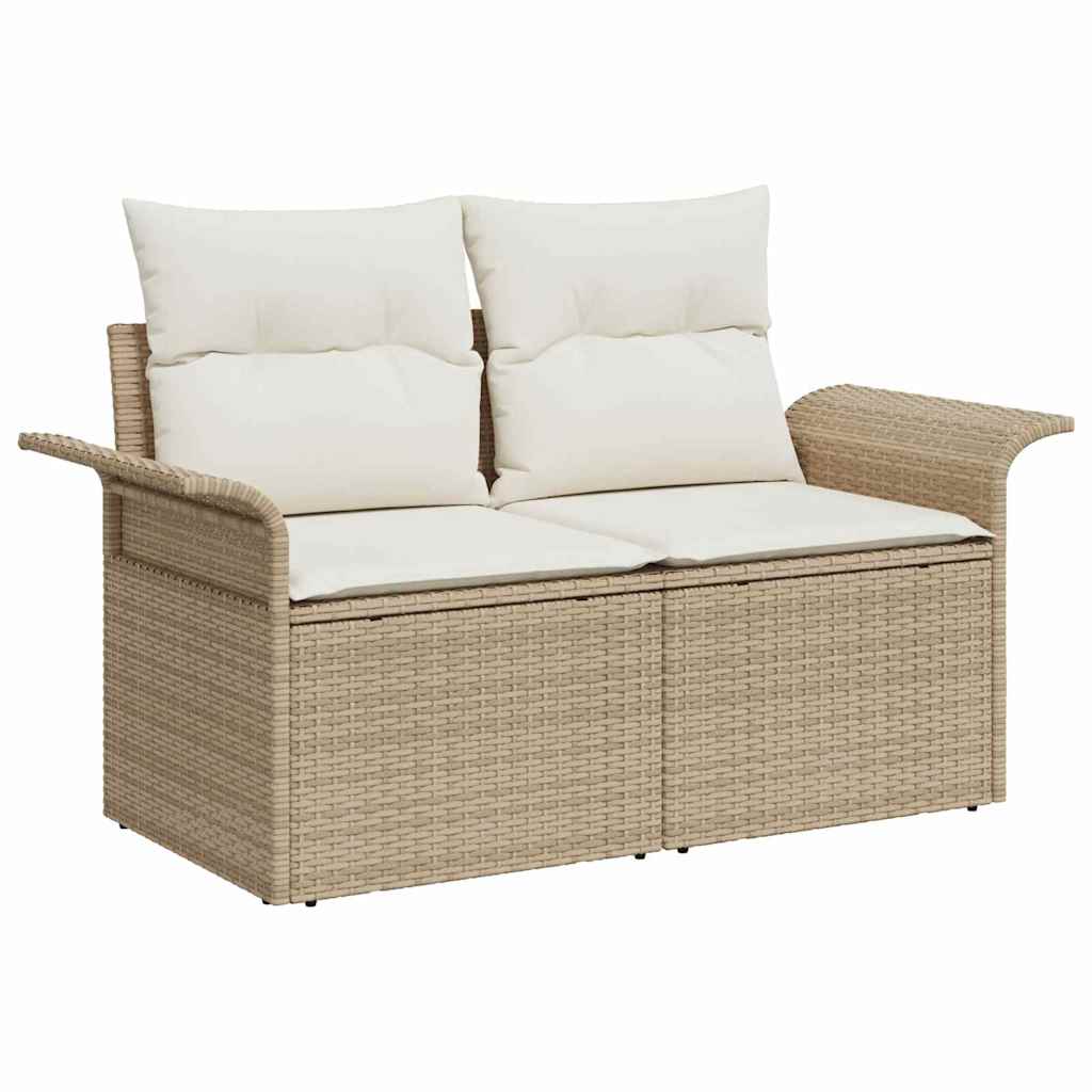 Tuinbankenset met kussen 12 pcs Beige poly rattan – afbeelding 6