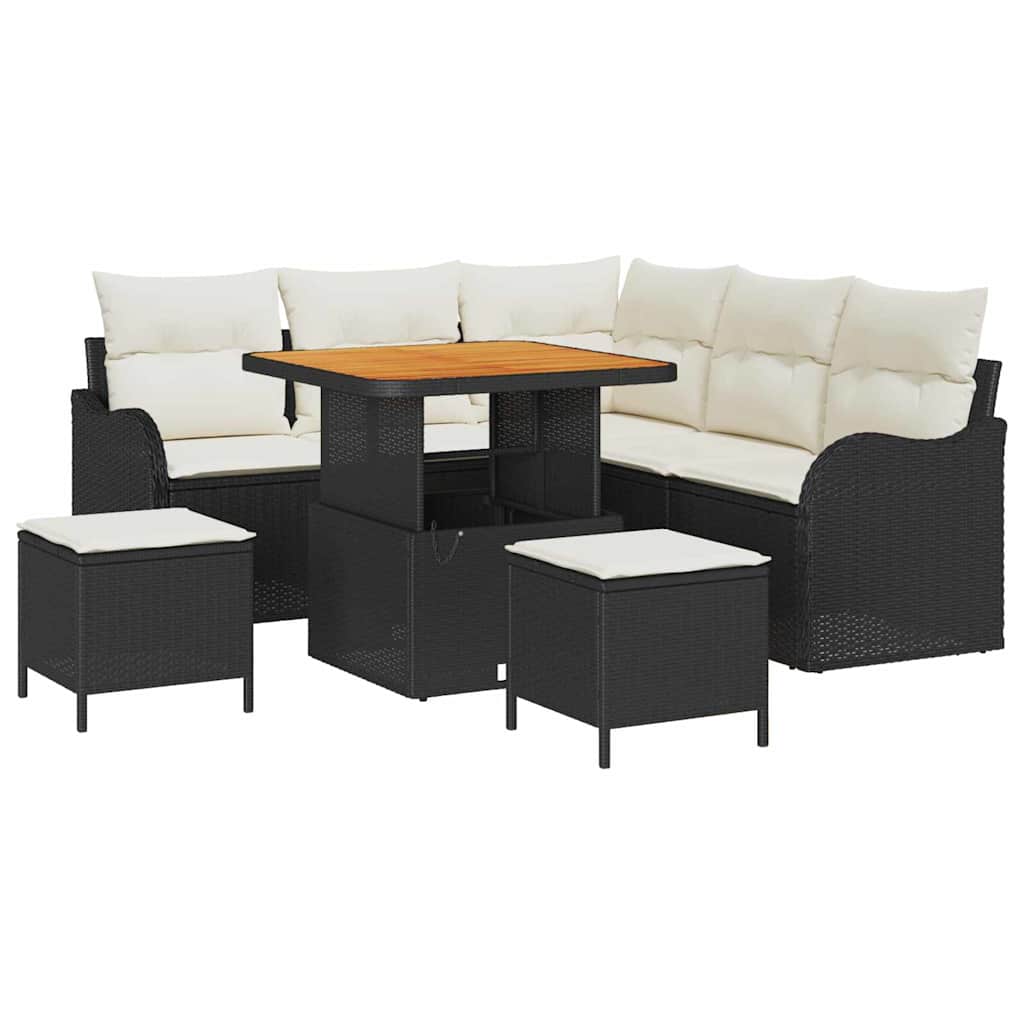 Tuinbankenset 8 st Zwart poly rattan – afbeelding 2