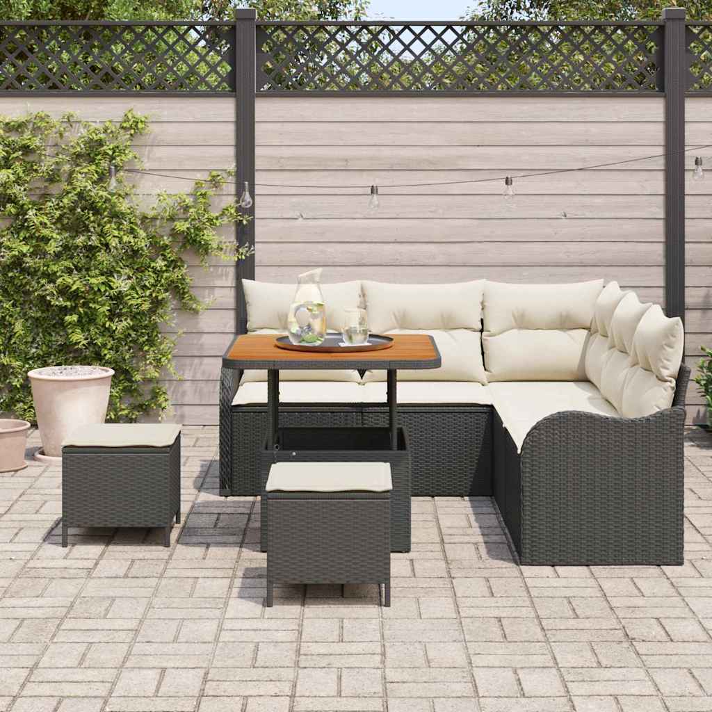 Tuinbankenset 8 st Zwart poly rattan – afbeelding 3
