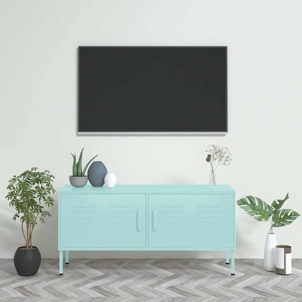 Tv-meubel 105x35x50 cm staal mintkleurig – afbeelding 1