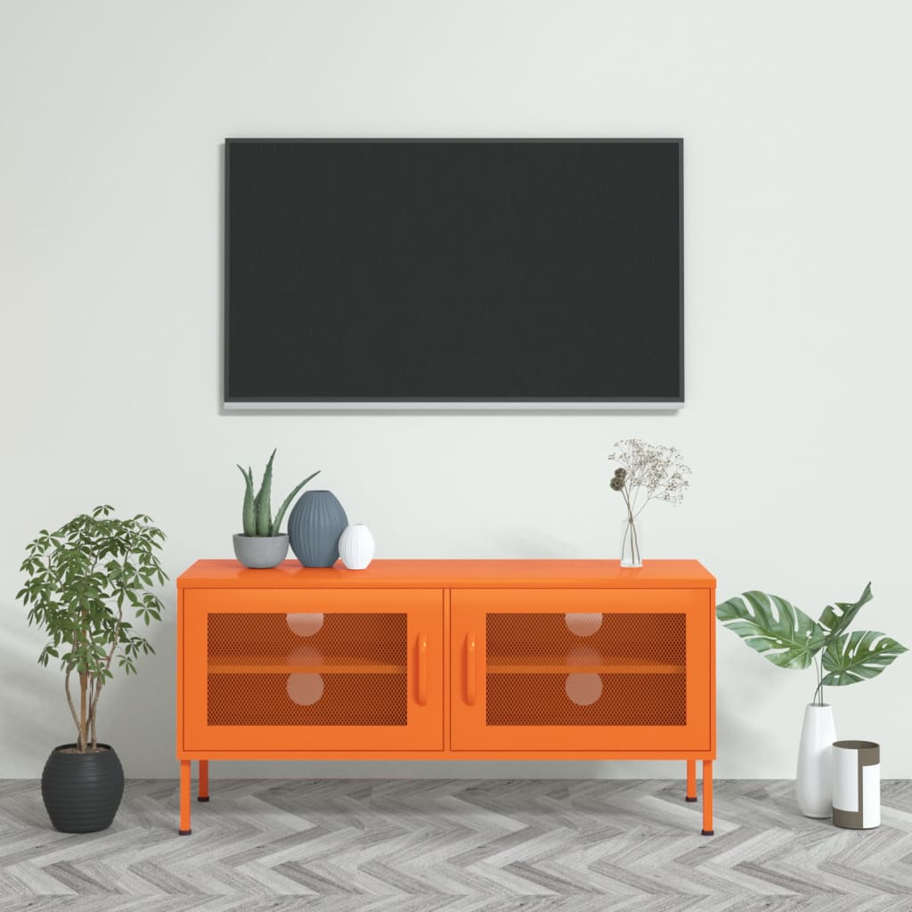 Tv-meubel 105x35x50 cm staal oranje – afbeelding 1