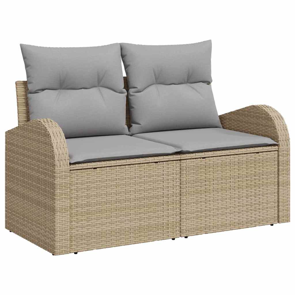 Tuinbankenset met kussen 8 pcs Beige poly rattan – afbeelding 5