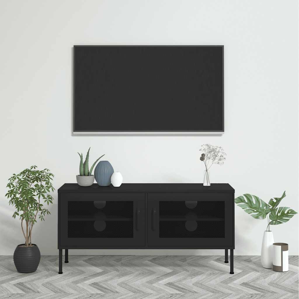 Tv-meubel 105x35x50 cm staal zwart – afbeelding 1