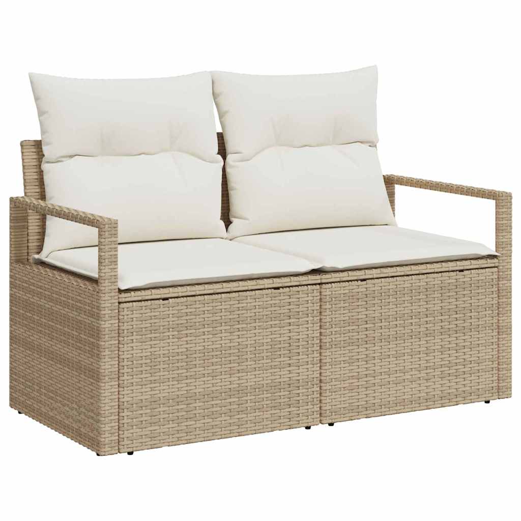 Tuinbankenset met kussen 12 pcs Beige poly rattan – afbeelding 6