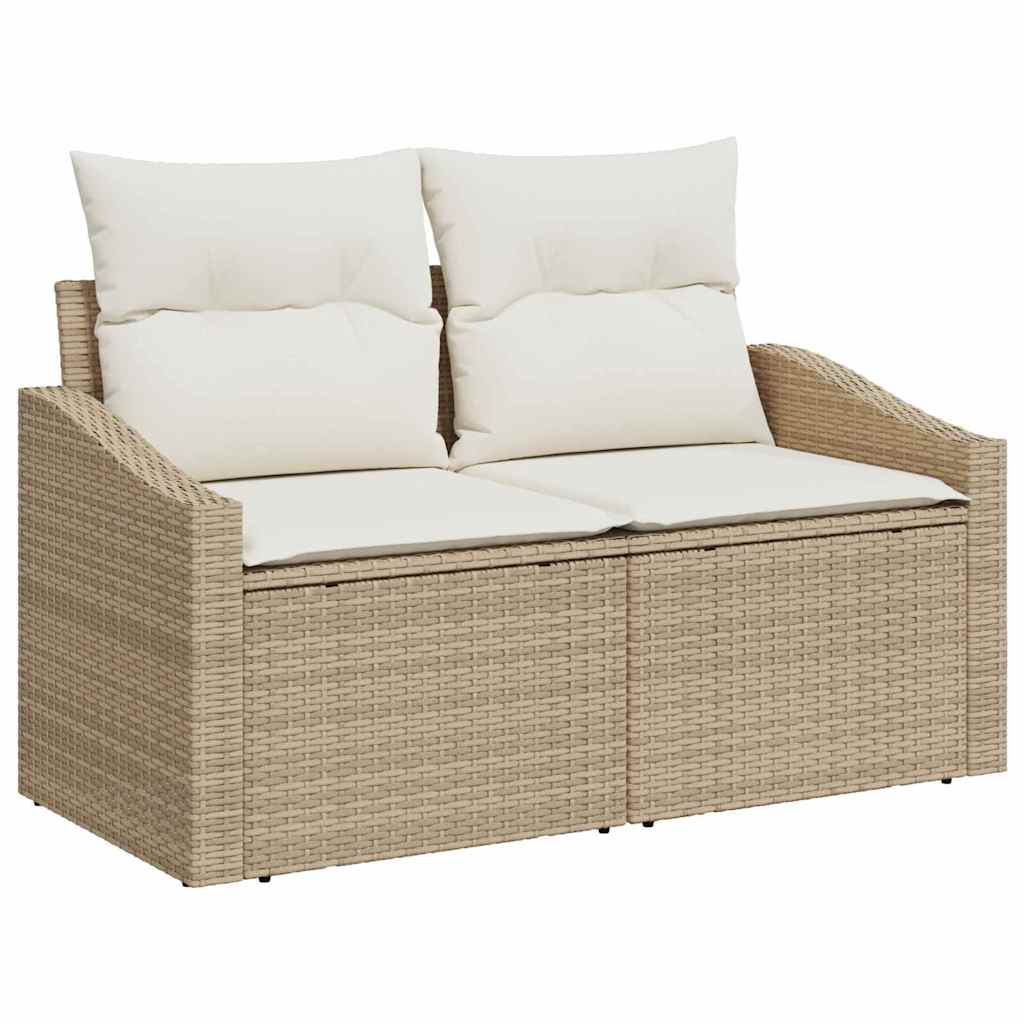 Tuinbankenset met kussen 12 pcs Beige poly rattan – afbeelding 6