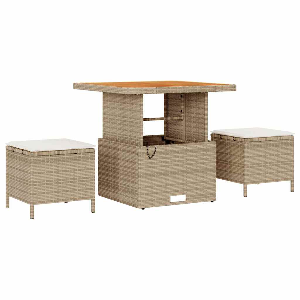 Tuinbankenset met kussen 12 pcs Beige poly rattan – afbeelding 7