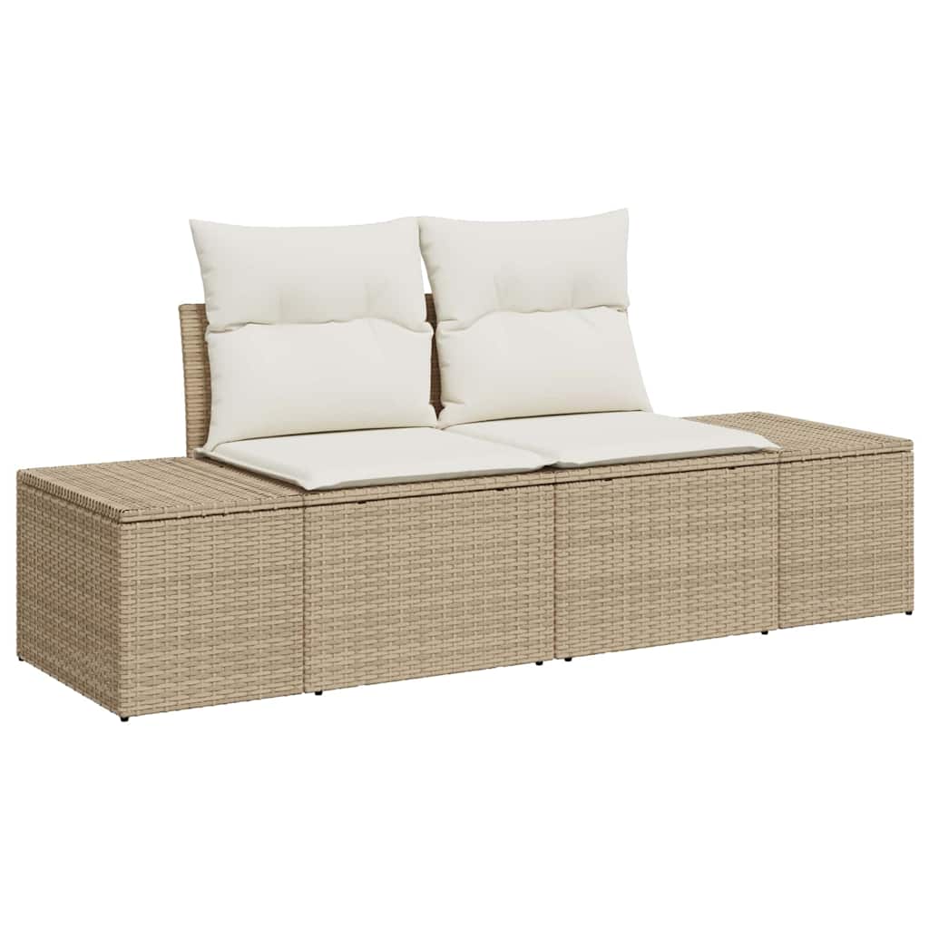 Tuinbankenset met kussen 12 pcs Beige poly rattan – afbeelding 4