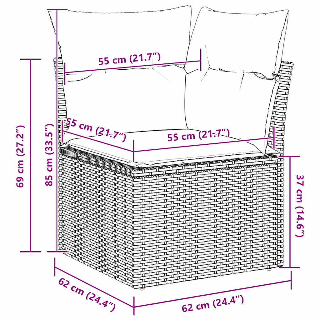 Tuinbankenset met kussen 12 pcs Beige poly rattan – afbeelding 12