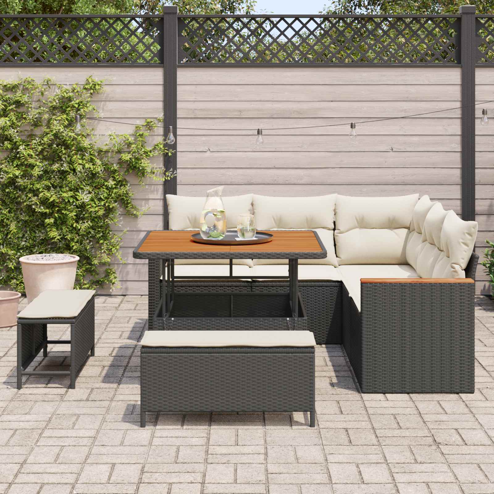 Tuinbankenset 8 st Zwart poly rattan – afbeelding 3