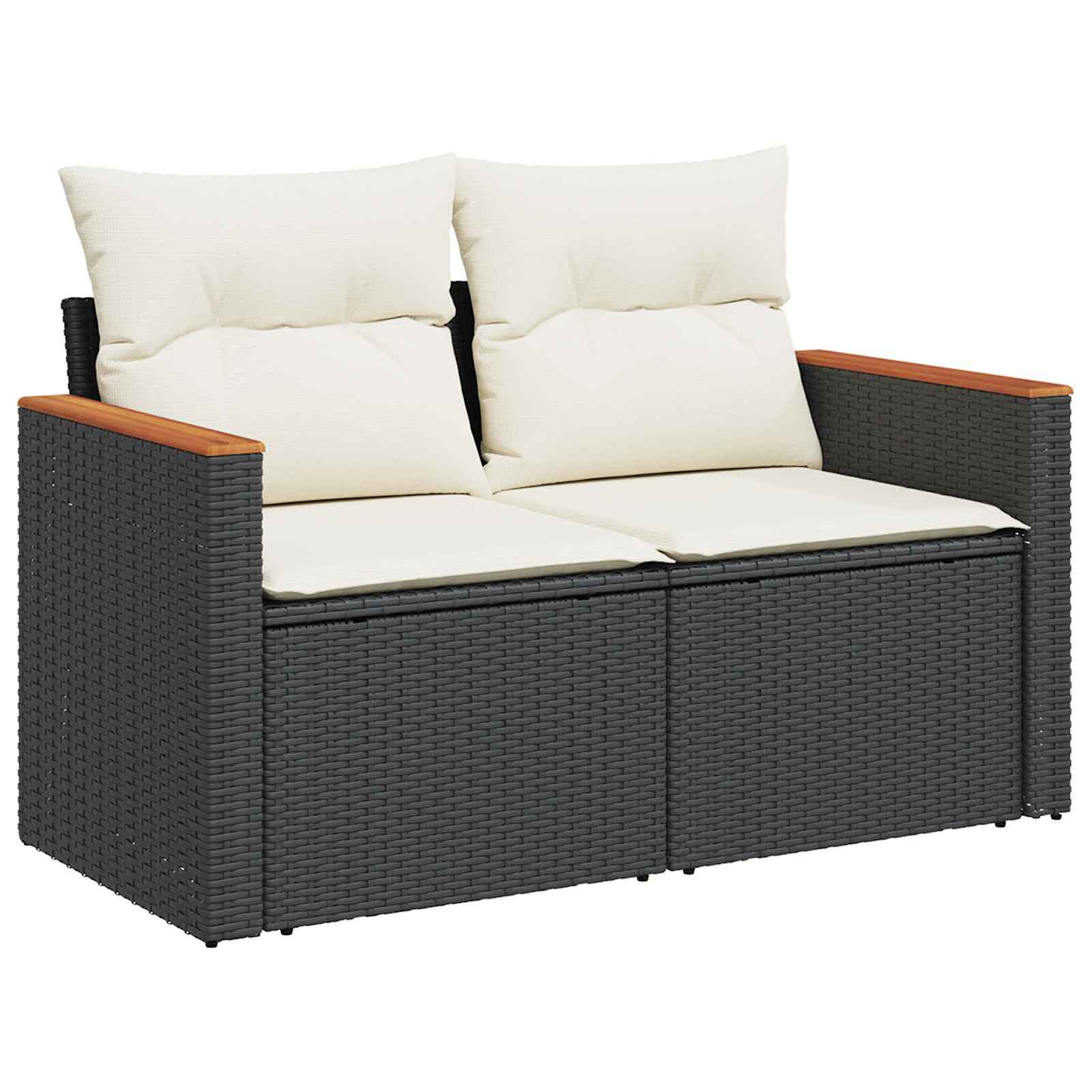 Tuinbankenset 8 st Zwart poly rattan – afbeelding 6