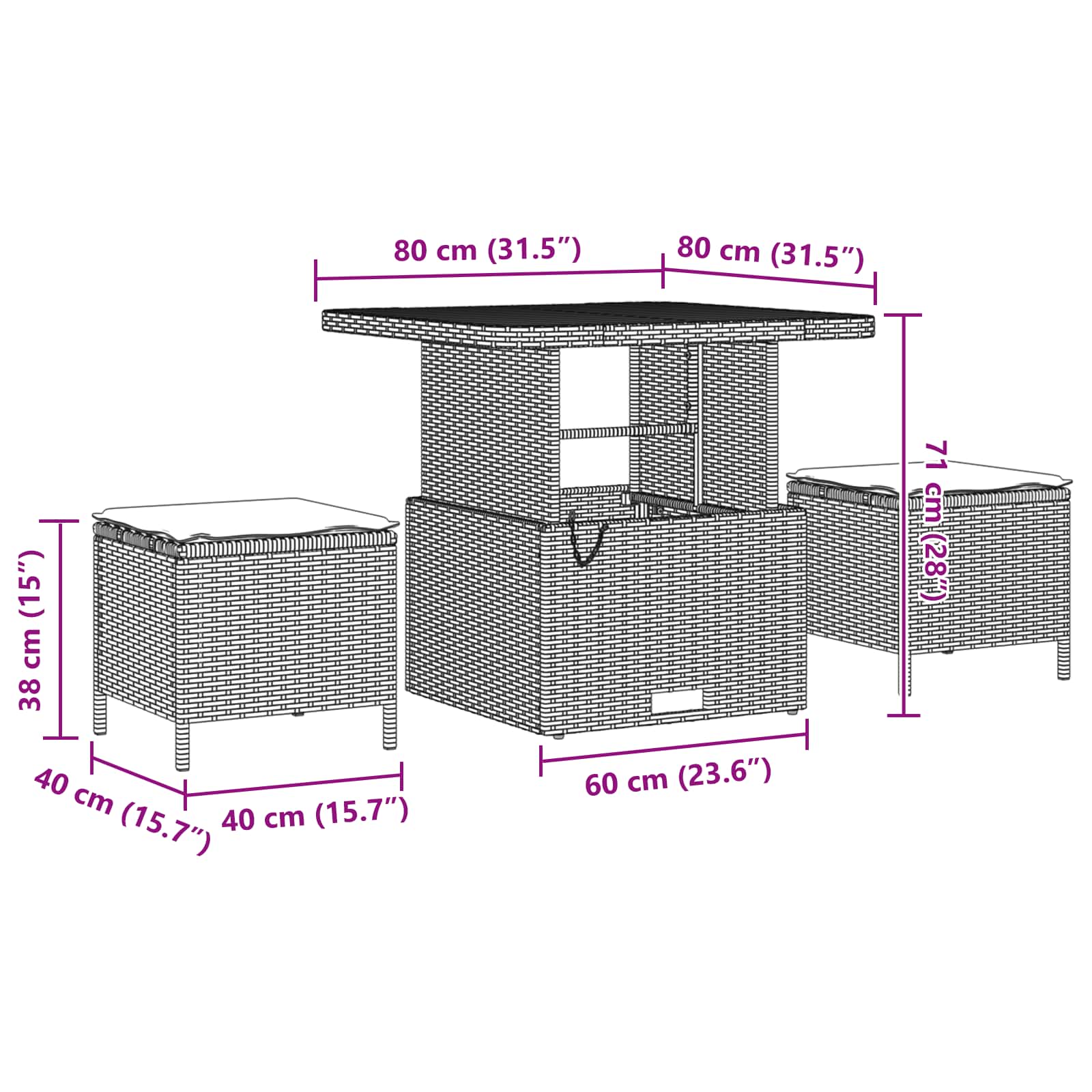 Tuinbankenset 8 pcs Beige poly rattan – afbeelding 12