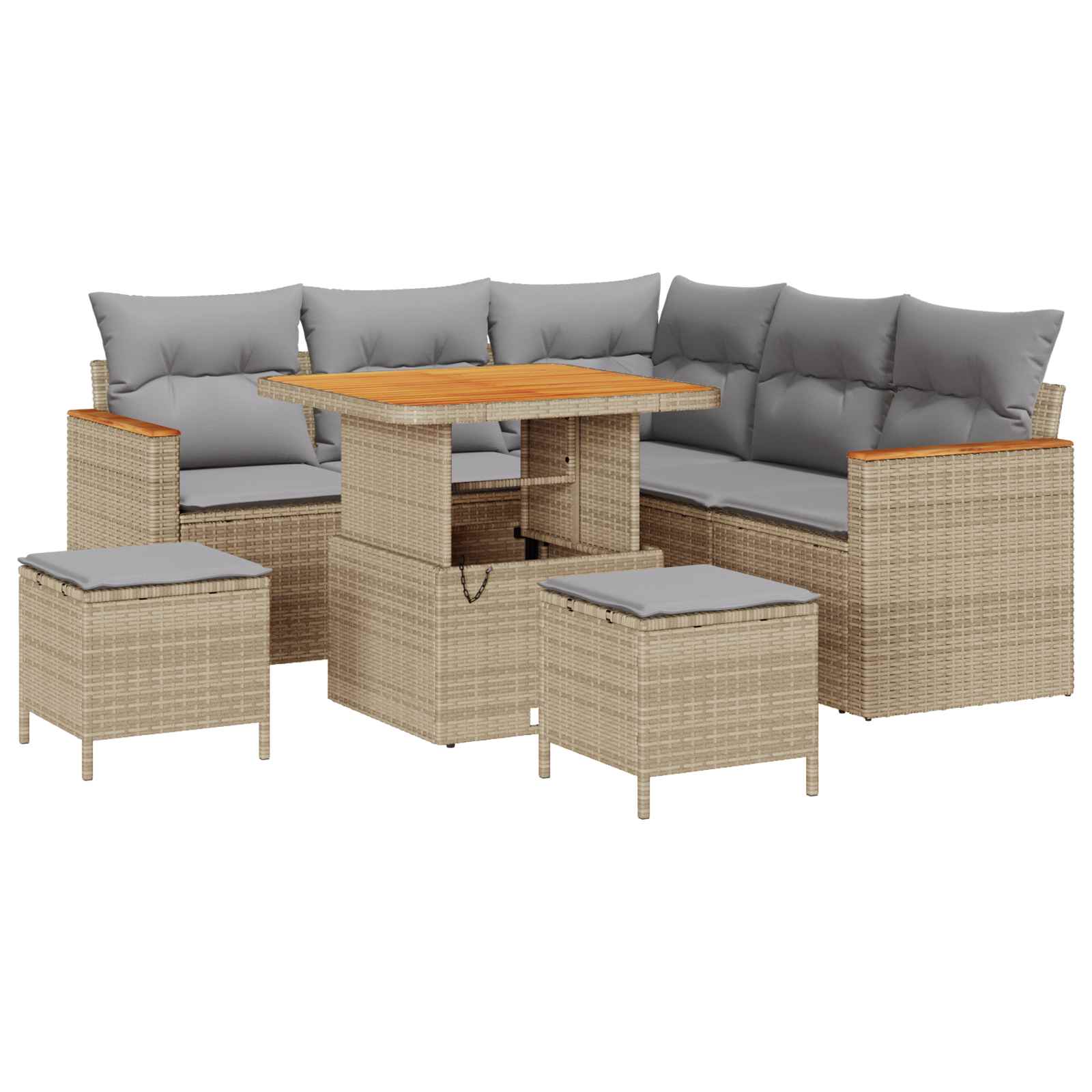 Tuinbankenset 8 pcs Beige poly rattan – afbeelding 2
