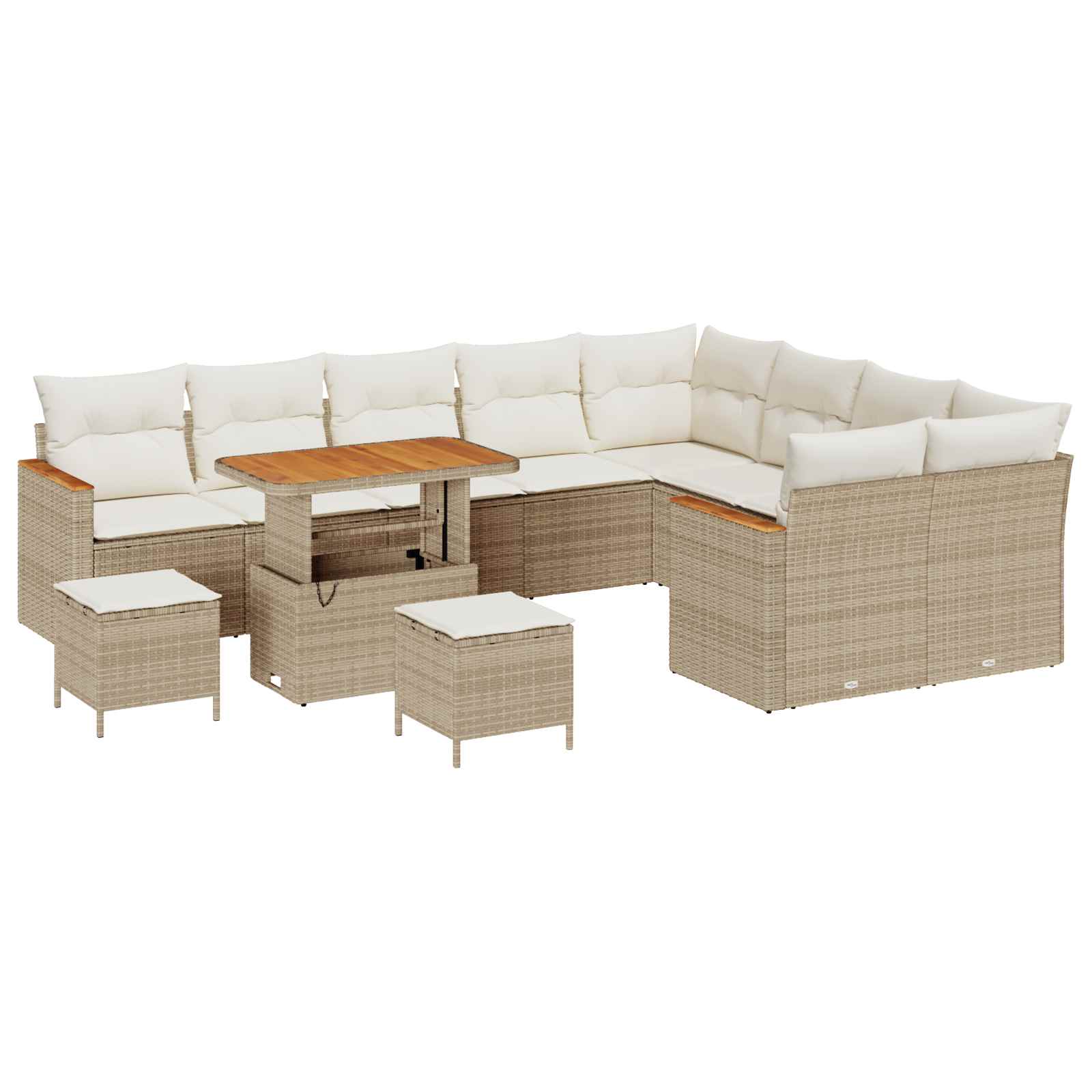 Tuinbankenset 12 pcs Beige poly rattan – afbeelding 2
