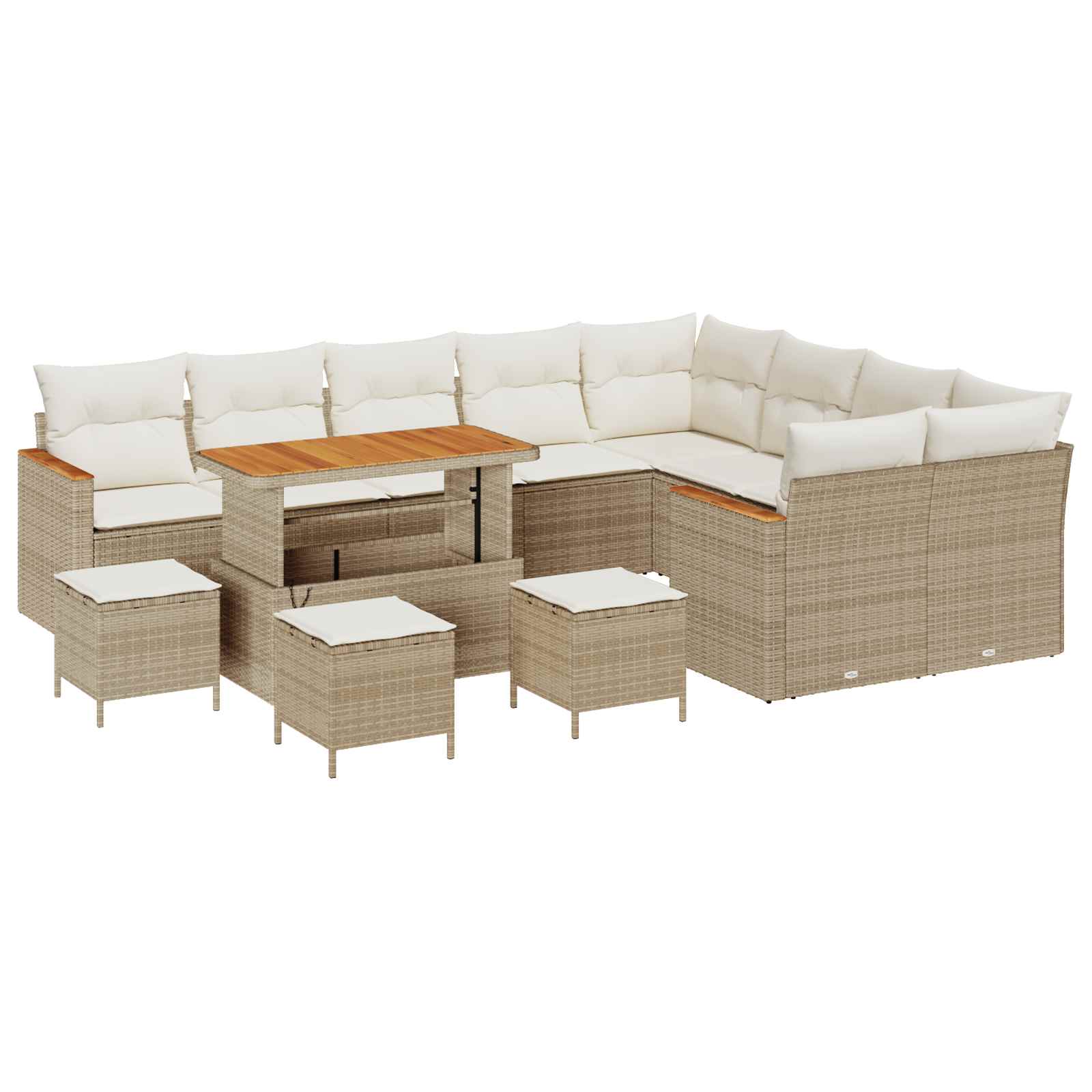 Tuinbankenset 13 pcs Beige poly rattan – afbeelding 2
