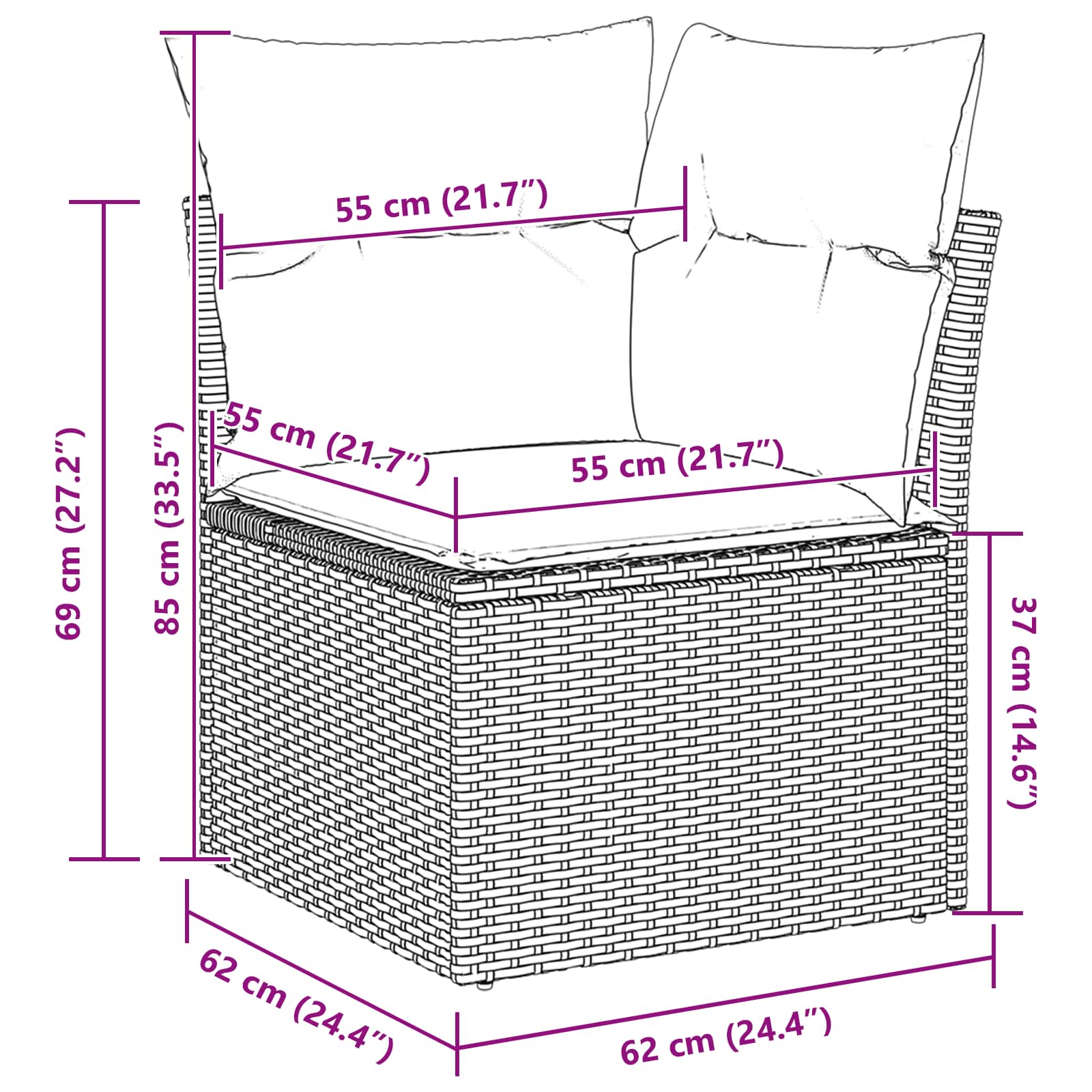 Tuinbankenset 12 pcs Beige poly rattan – afbeelding 12