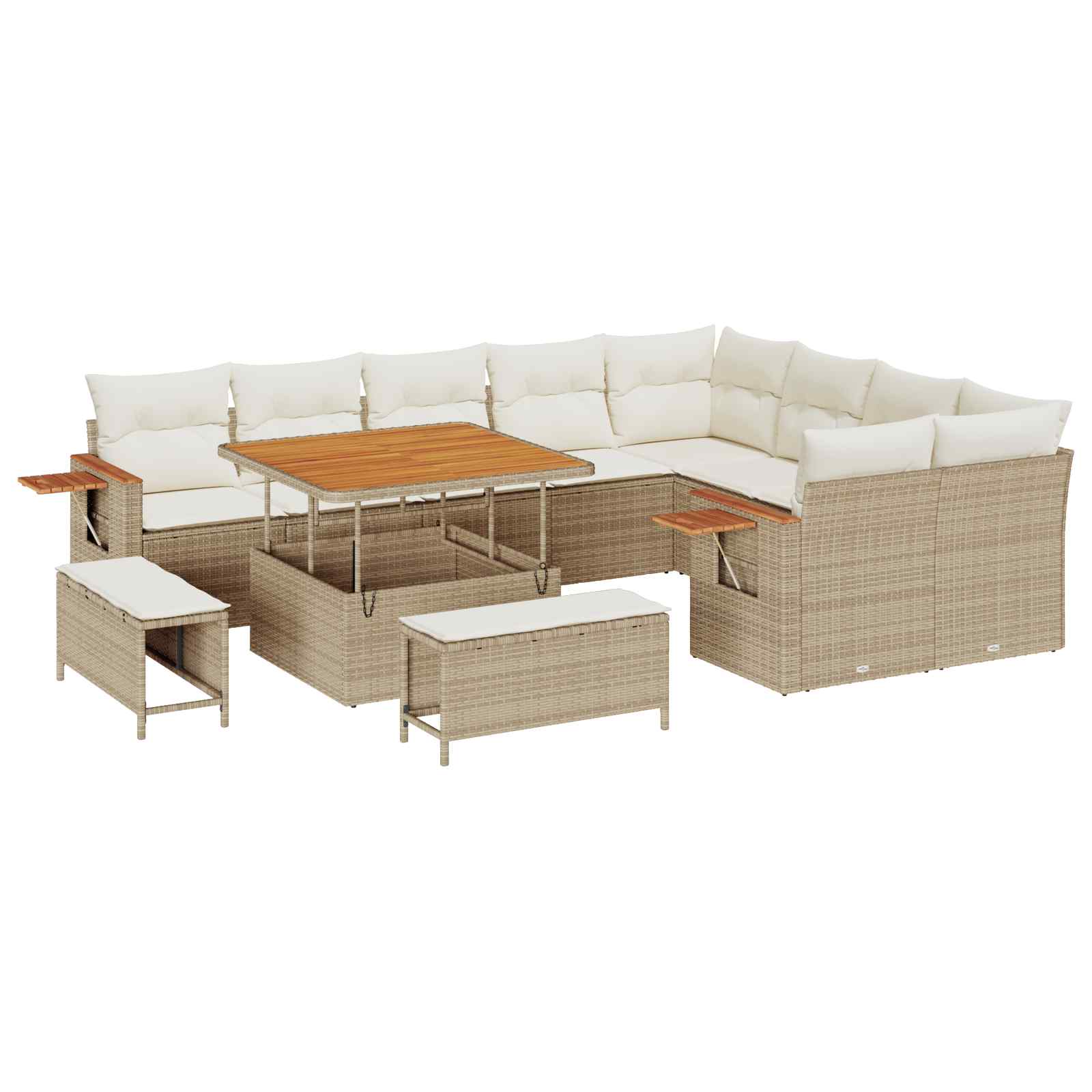 Tuinbankenset 12 pcs Beige poly rattan – afbeelding 2
