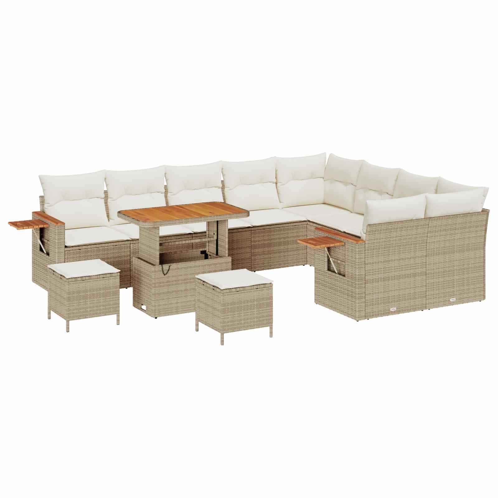 Tuinbankenset 12 pcs Beige poly rattan – afbeelding 2
