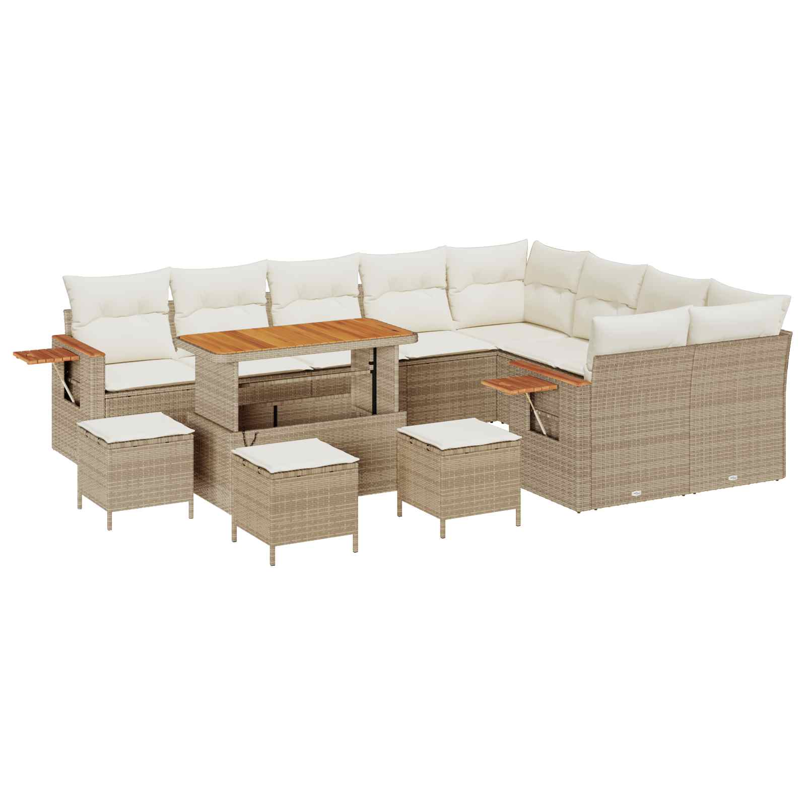 Tuinbankenset 13 pcs Beige poly rattan – afbeelding 2
