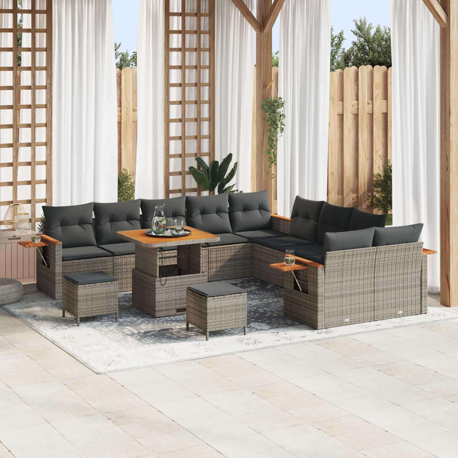 Tuinbankenset 13 pcs Grijs poly rattan