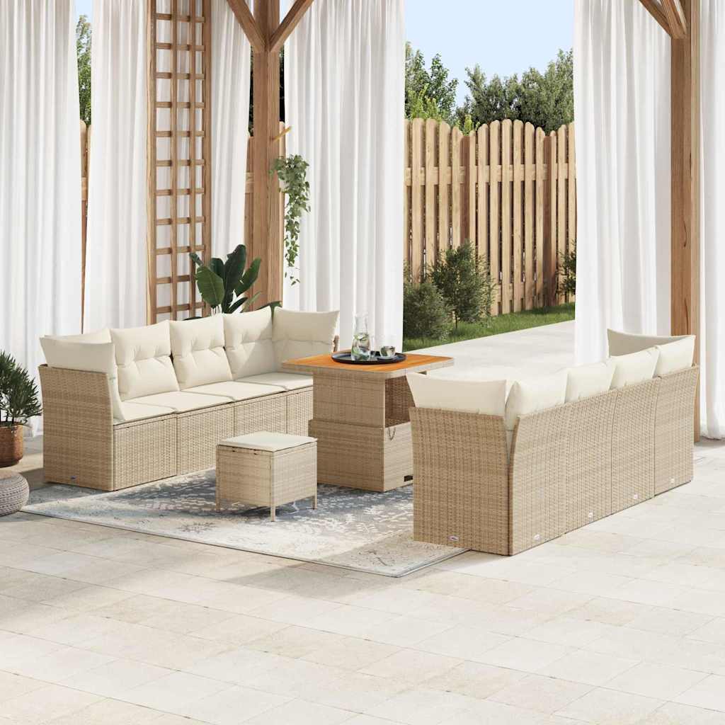 Tuin Sofa Set met kussen 11 pcs beige en crèmekleurig – afbeelding 1