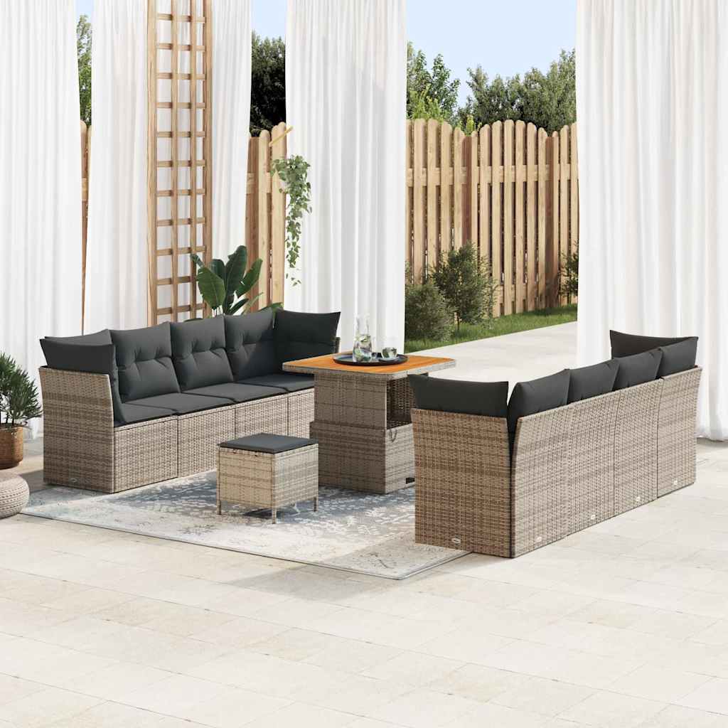 Tuin Sofa Set 11 pcs Grijs Poly rattan en gepoedercoat staal – afbeelding 1