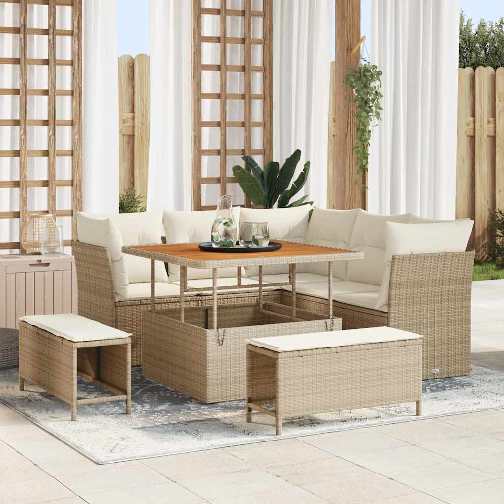 Tuin Sofa Set 8 st 5-Aantal zitplaatsen Beige en Crème