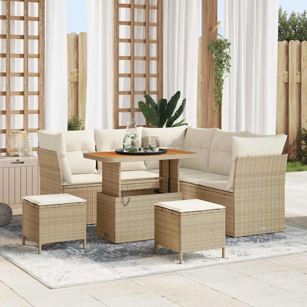 Tuin Sofa Set 8 st 5-Aantal zitplaatsen Beige en Crème