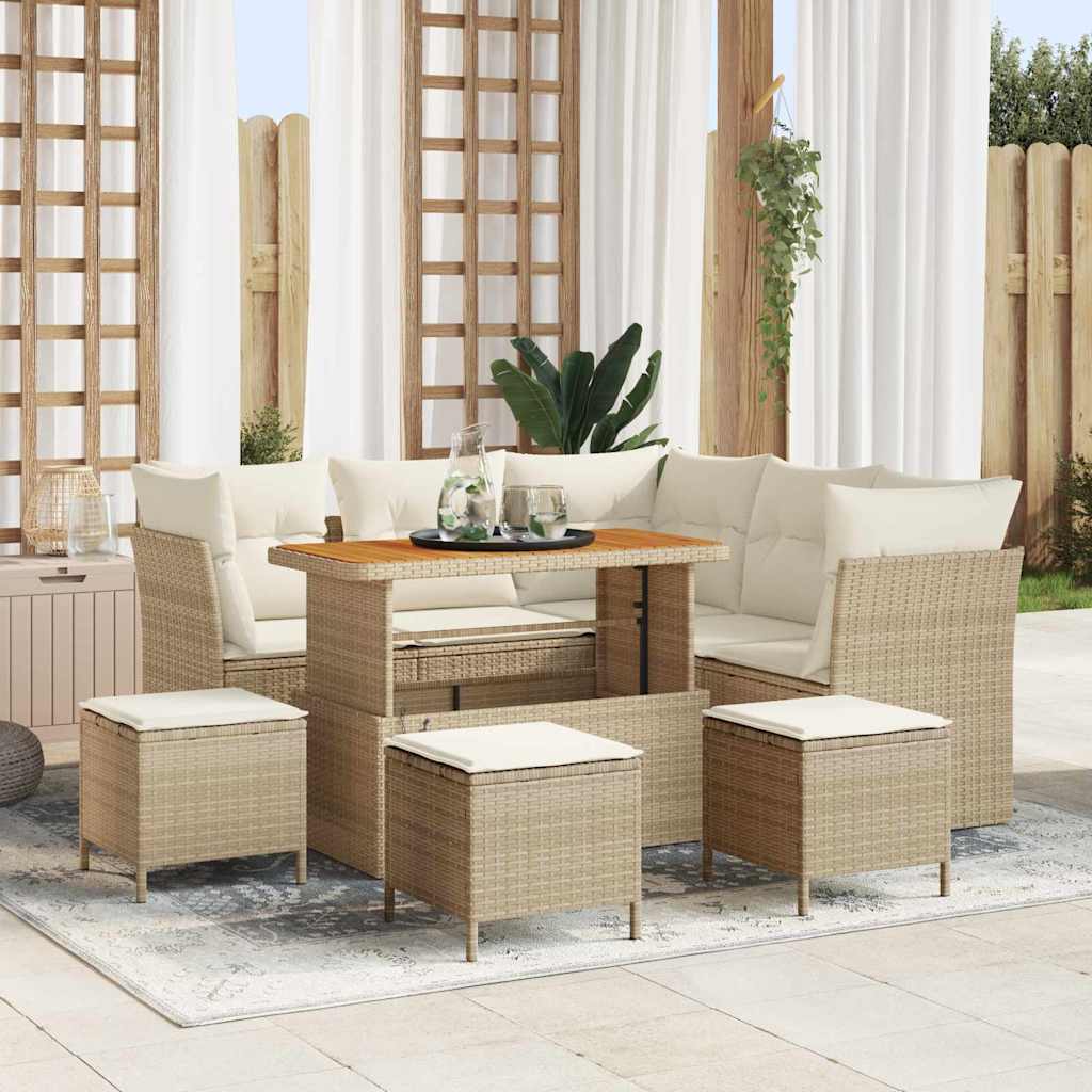 Tuin Sofa Set 9 st 5-Aantal zitplaatsen Beige en Crème